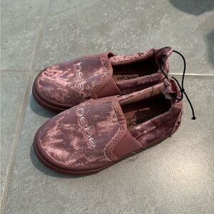 Bebe Kids Velvet Pink Slippers